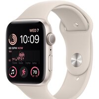 Apple Watch SE 2 44 мм (алюминиевый корпус, звездный свет/звездный свет, спортивный силиконовый ремешок M/L) Image #1