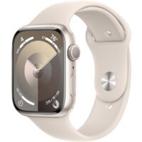 Apple Watch Series 9 45 мм (алюминиевый корпус, звездный свет/звездный свет, спортивный силиконовый ремешок S/M)