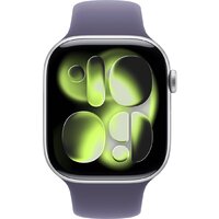 Apple Watch Series 11 46 мм (алюминиевый корпус, серебристый/фиолетовый туман, спортивный силиконовый ремешок S/M) Image #2